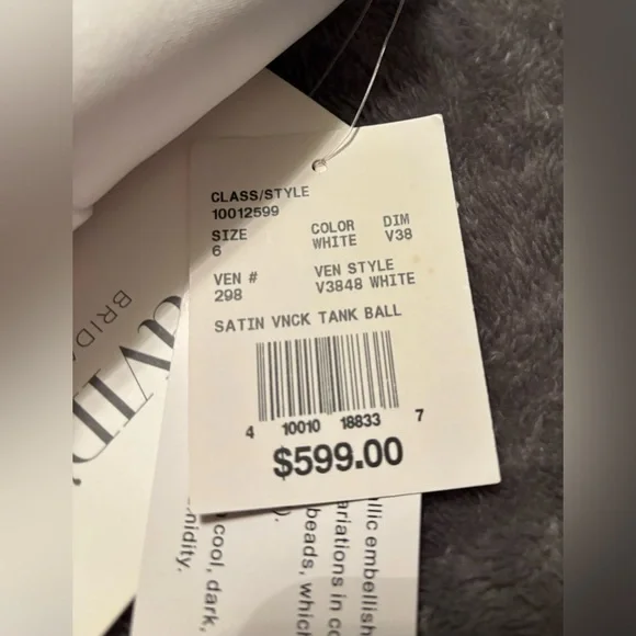 DAVID'S BRIDAL Cummerbund Satin Ball Gown Wedding Dress STYLE# V3848 Size 6 - Picture 11 of 14